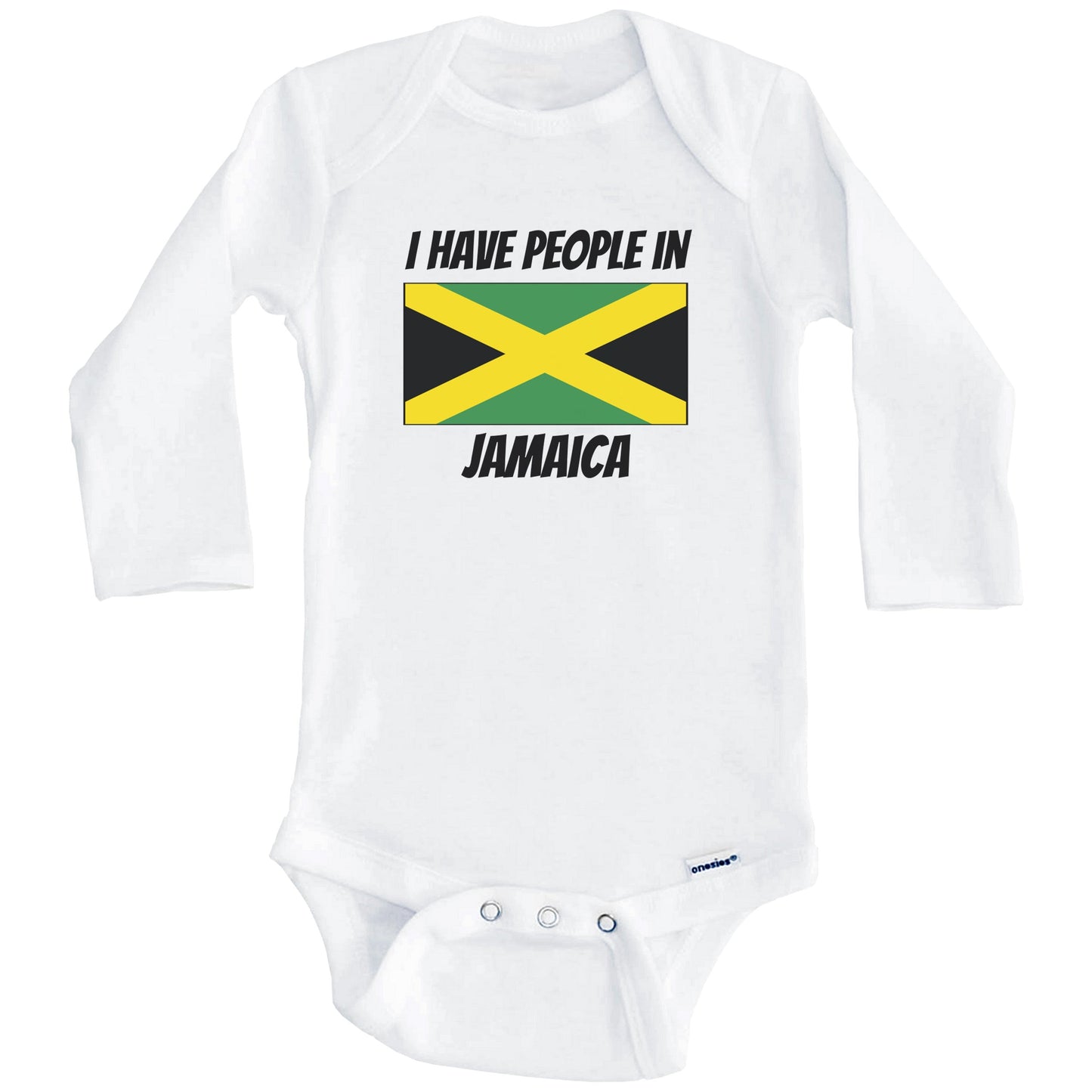 Jamaican Flag I Have People In Jamaica Baby Bodysuit (Long Sleeves)