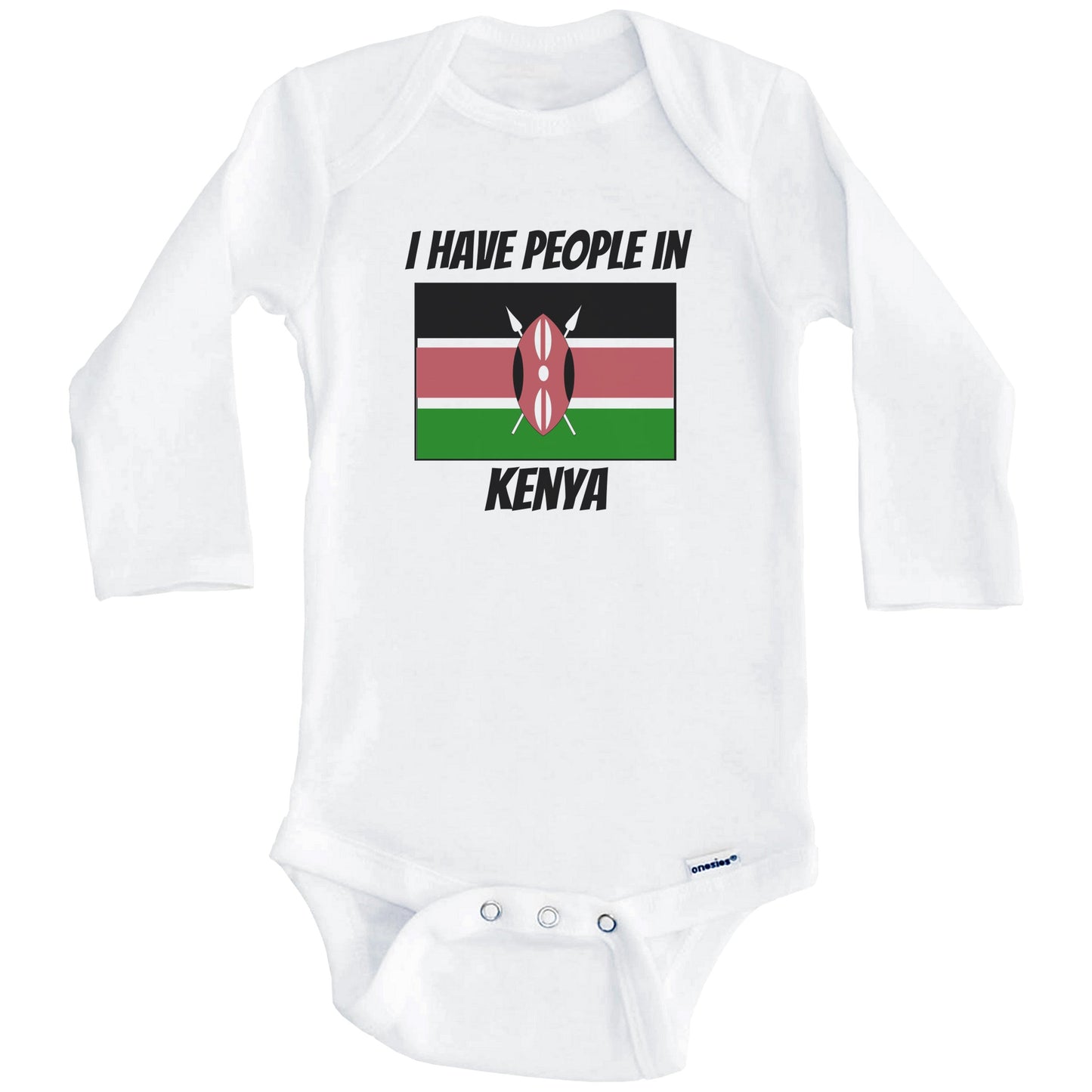 Kenyan Flag I Have People In Kenya Baby Bodysuit (Long Sleeves)