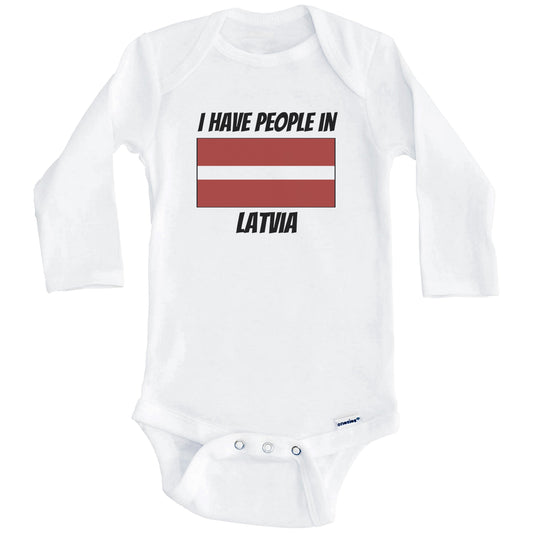 Latvian Flag I Have People In Latvia Baby Bodysuit (Long Sleeves)
