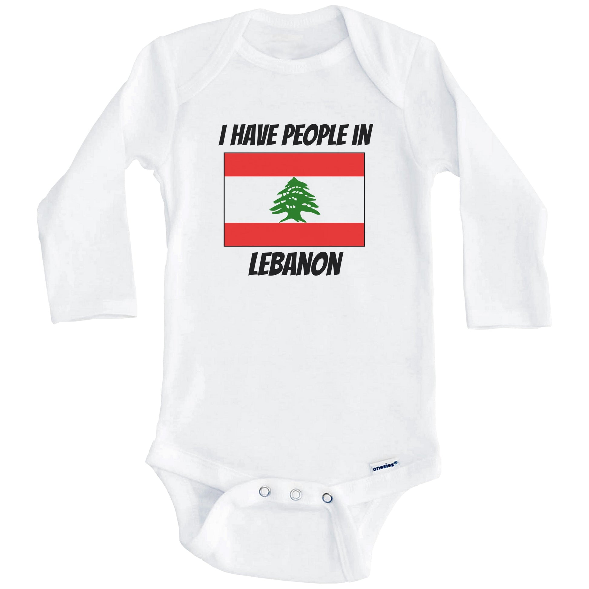 Lebanese Flag I Have People In Lebanon Baby Bodysuit (Long Sleeves)