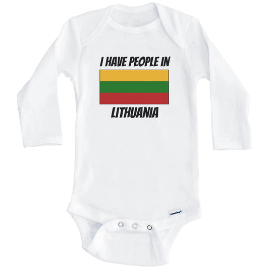Lithuanian Flag I Have People In Lithuania Baby Bodysuit (Long Sleeves)