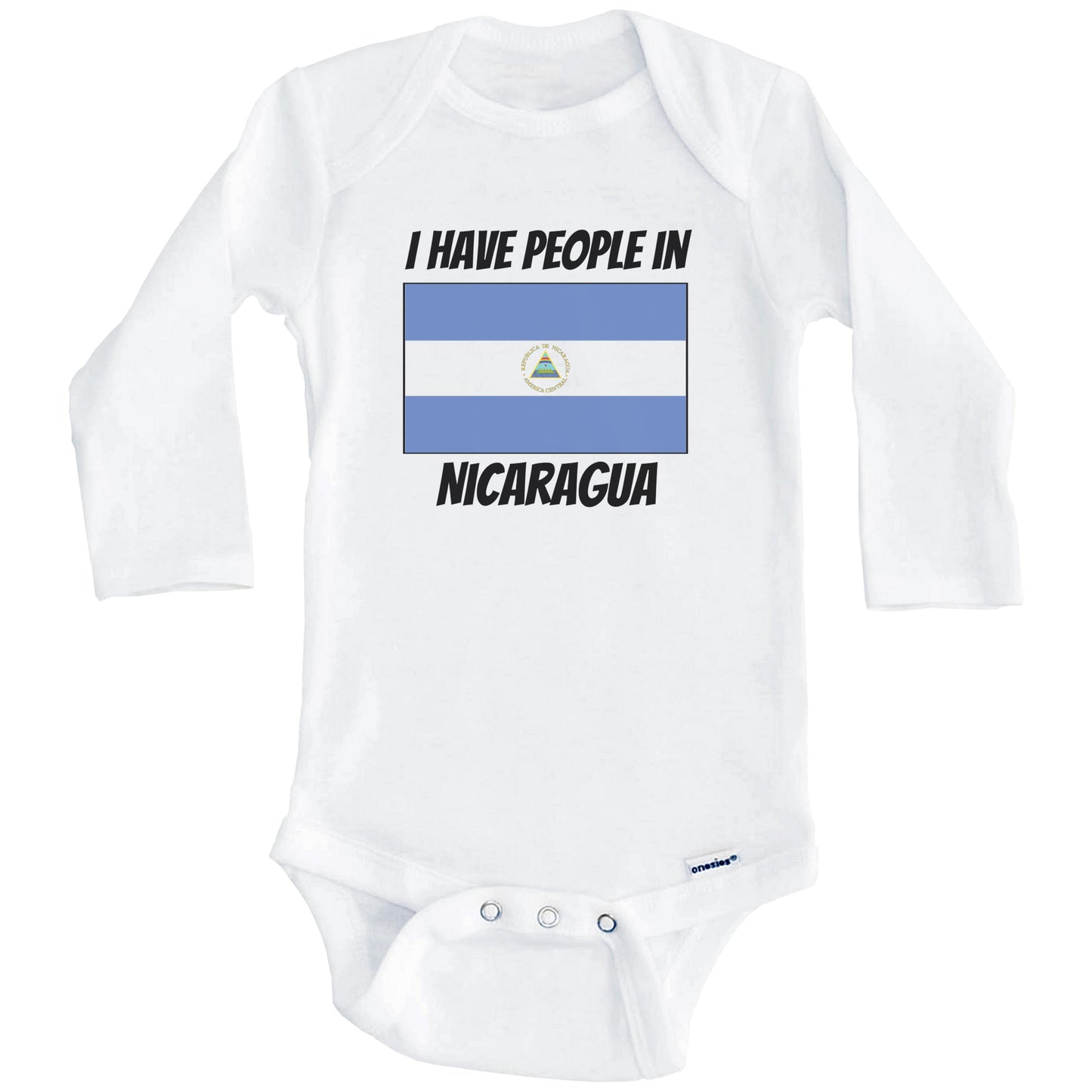 Nicaraguan Flag I Have People In Nicaragua Baby Bodysuit (Long Sleeves)