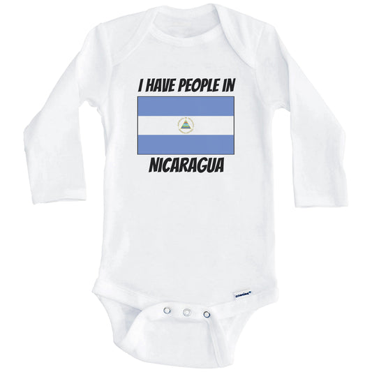 Nicaraguan Flag I Have People In Nicaragua Baby Bodysuit (Long Sleeves)