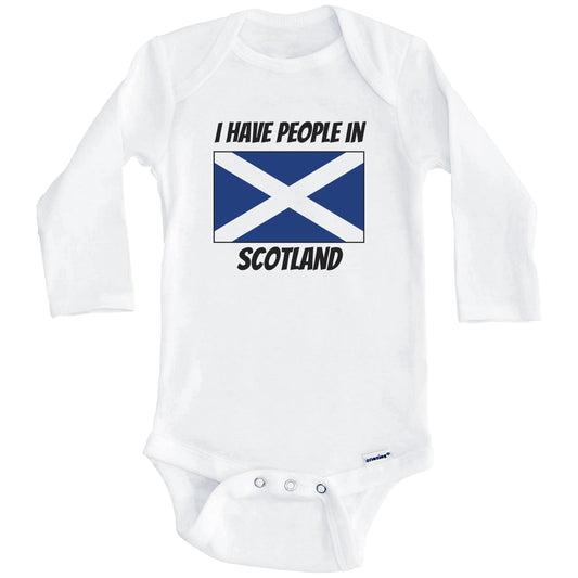 Scottish Flag I Have People In Scotland Baby Bodysuit (Long Sleeves)