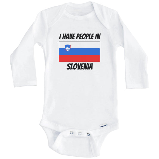 Slovenian Flag I Have People In Slovenia Baby Bodysuit (Long Sleeves)