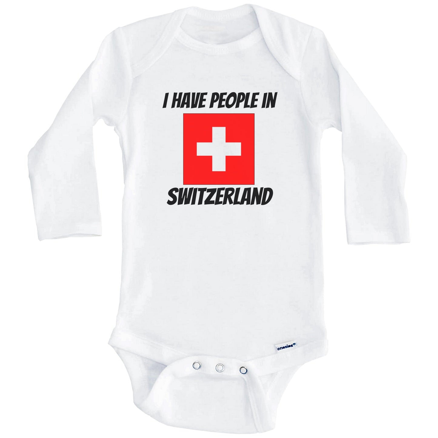Swiss Flag I Have People In Switzerland Baby Bodysuit (Long Sleeves)