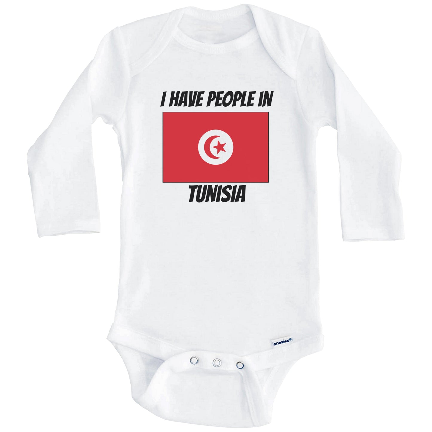 Tunisian Flag I Have People In Tunisia Baby Bodysuit (Long Sleeves)