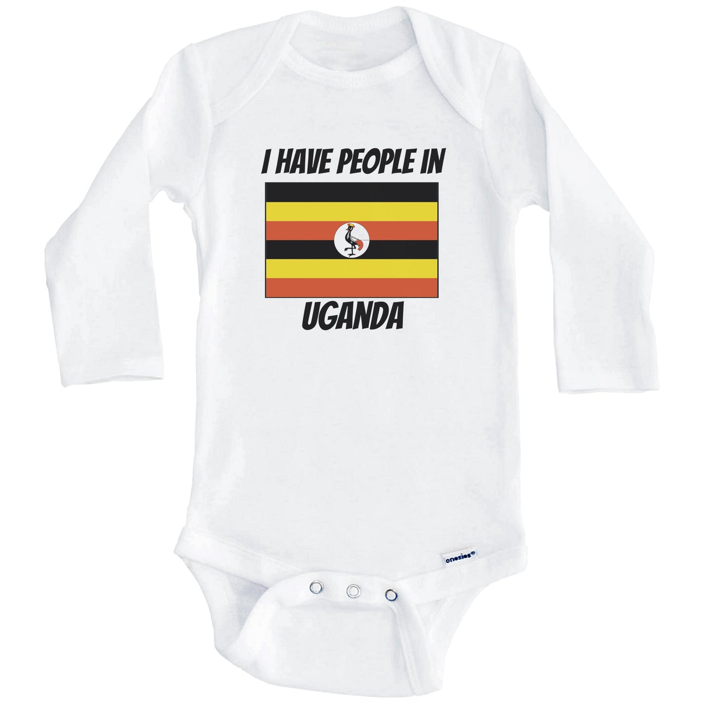 Ugandan Flag I Have People In Uganda Baby Bodysuit (Long Sleeves)