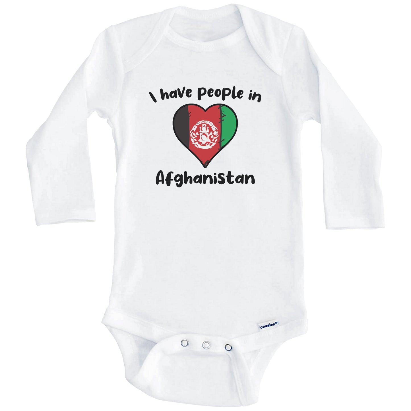 Afghan Flag Heart I Have People In Afghanistan Baby Bodysuit (Long Sleeves)