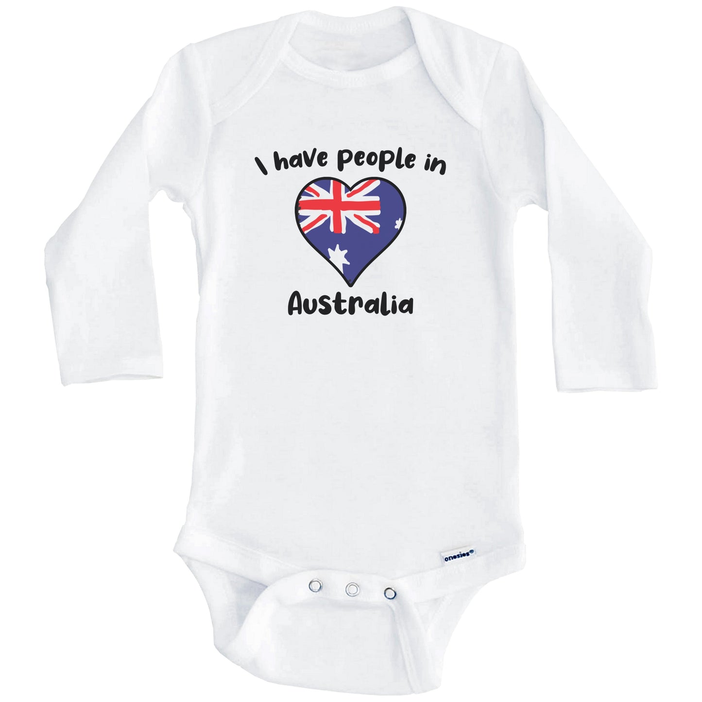 Australian Flag Heart I Have People In Australia Baby Bodysuit (Long Sleeves)