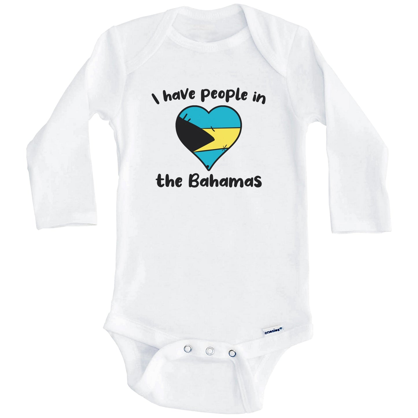 Bahamian Flag Heart I Have People In the Bahamas Baby Bodysuit (Long Sleeves)