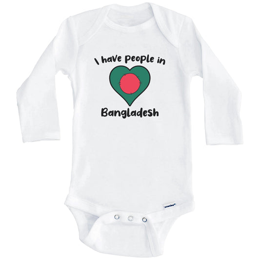 Bangladeshi Flag Heart I Have People In Bangladesh Baby Bodysuit (Long Sleeves)