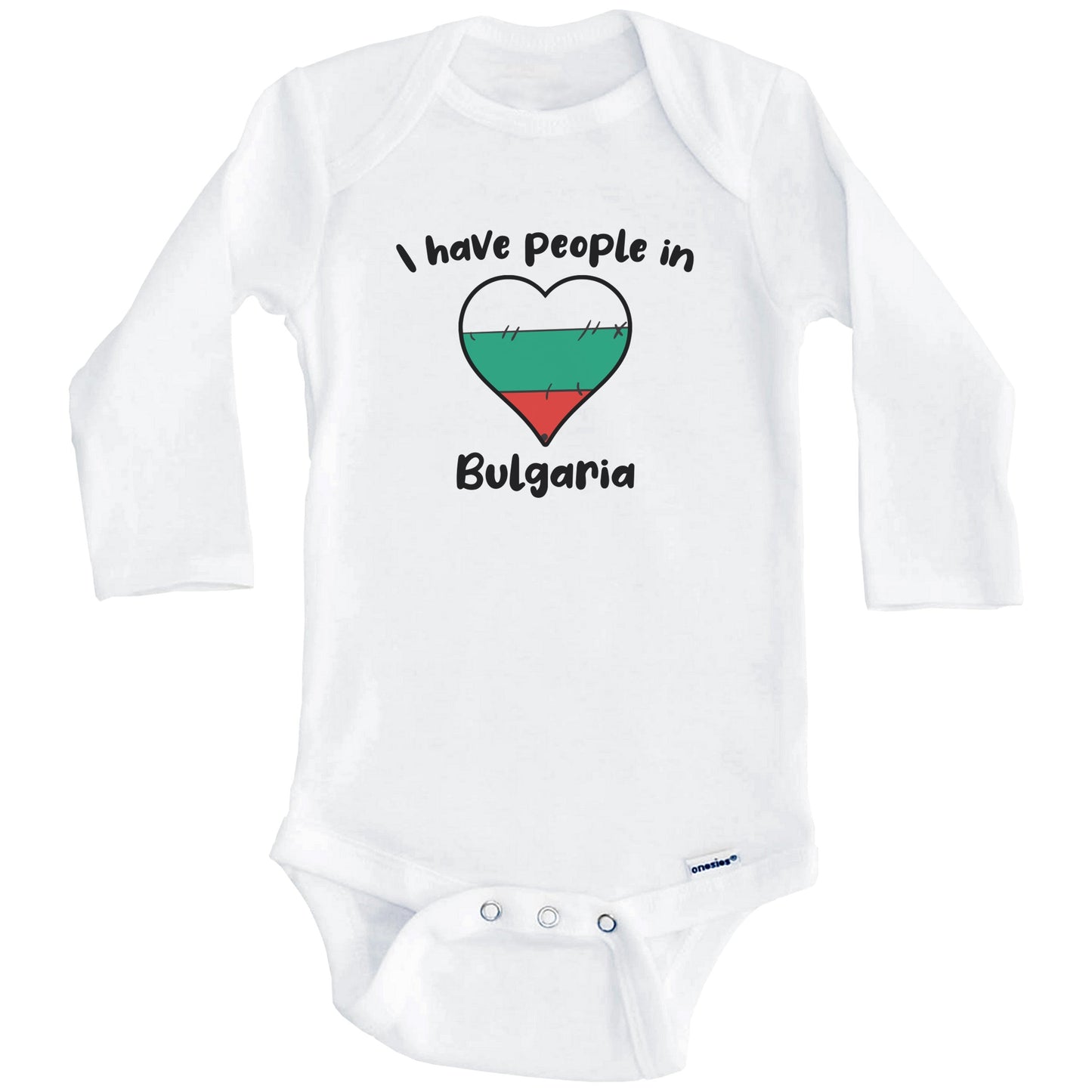 Bulgarian Flag Heart I Have People In Bulgaria Baby Bodysuit (Long Sleeves)