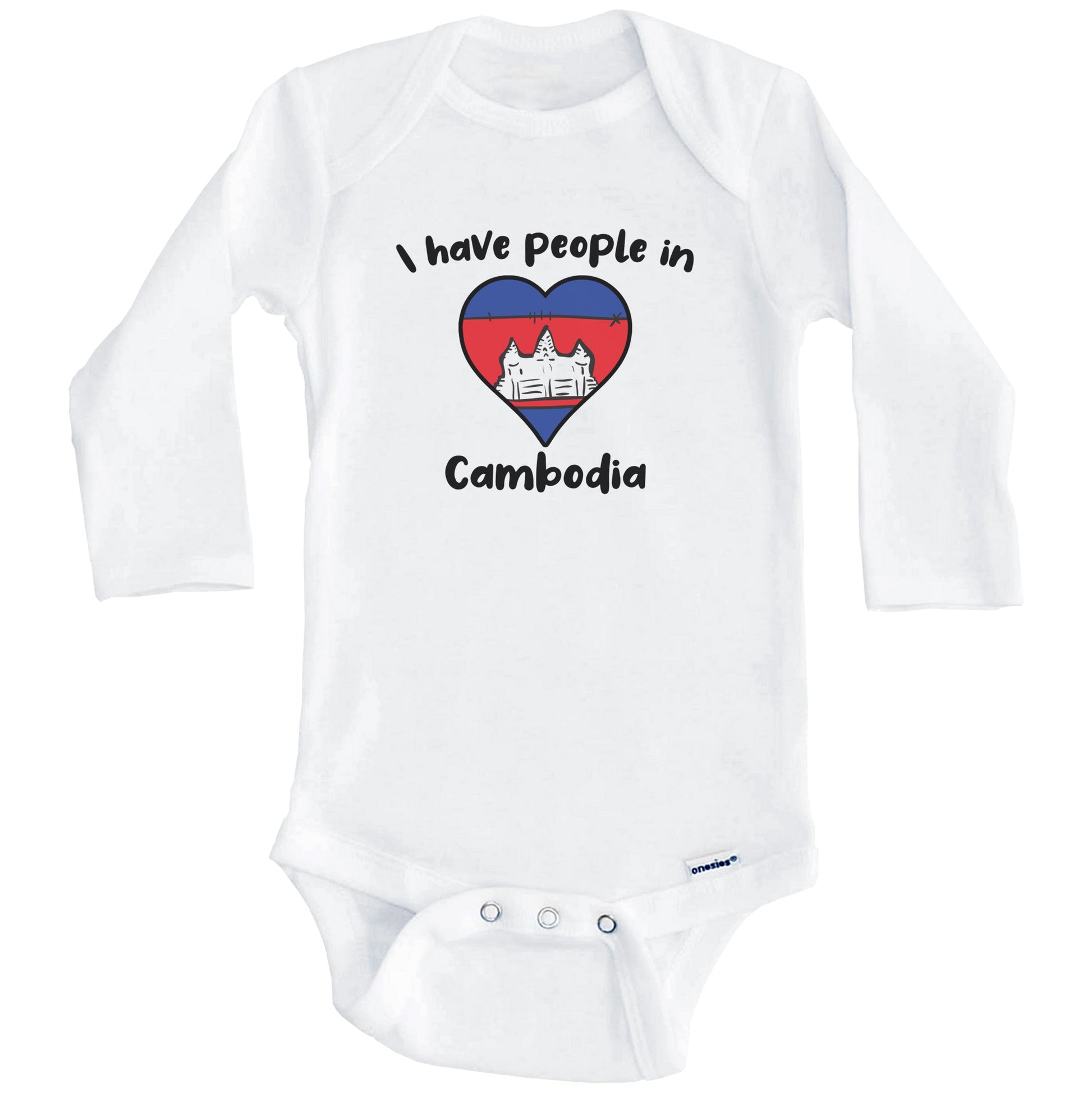 Cambodian Flag Heart I Have People In Cambodia Baby Bodysuit (Long Sleeves)