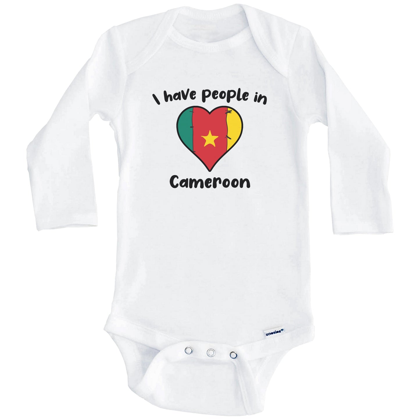 Cameroonian Flag Heart I Have People In Cameroon Baby Bodysuit (Long Sleeves)