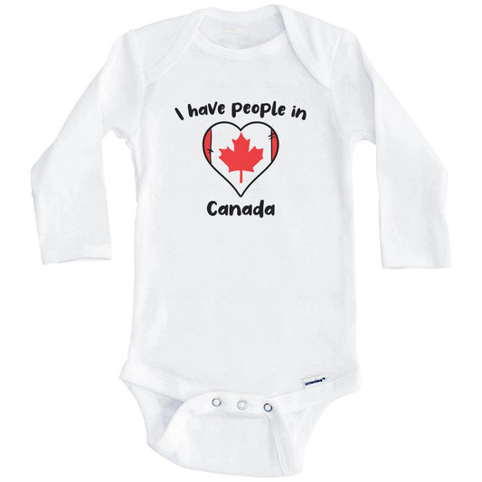 Canadian Flag Heart I Have People In Canada Baby Bodysuit (Long Sleeves)