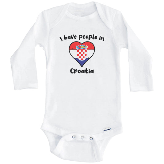 Croatian Flag Heart I Have People In Croatia Baby Bodysuit (Long Sleeves)