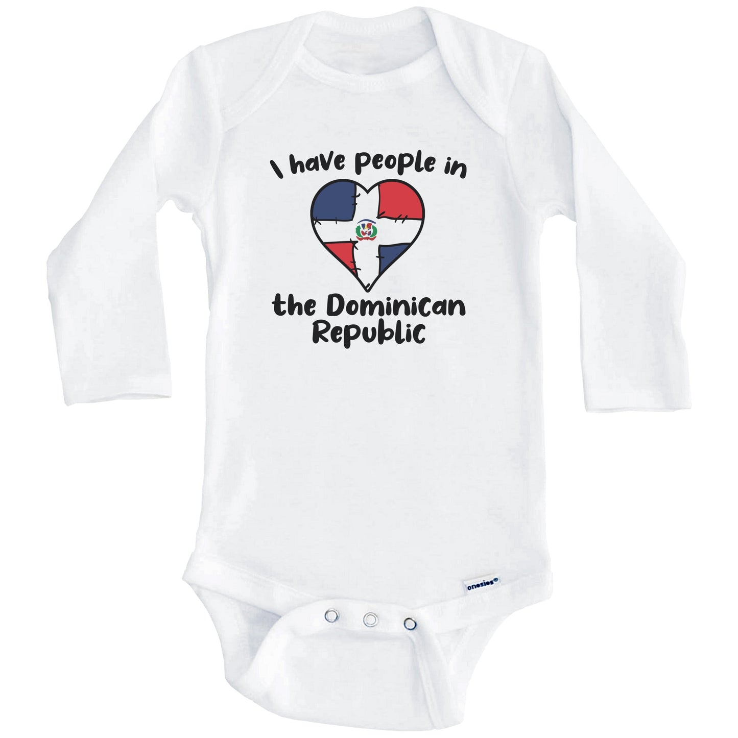 Dominican Flag Heart I Have People In the Dominican Republic Baby Bodysuit (Long Sleeves)