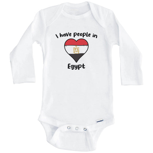 Egyptian Flag Heart I Have People In Egypt Baby Bodysuit (Long Sleeves)