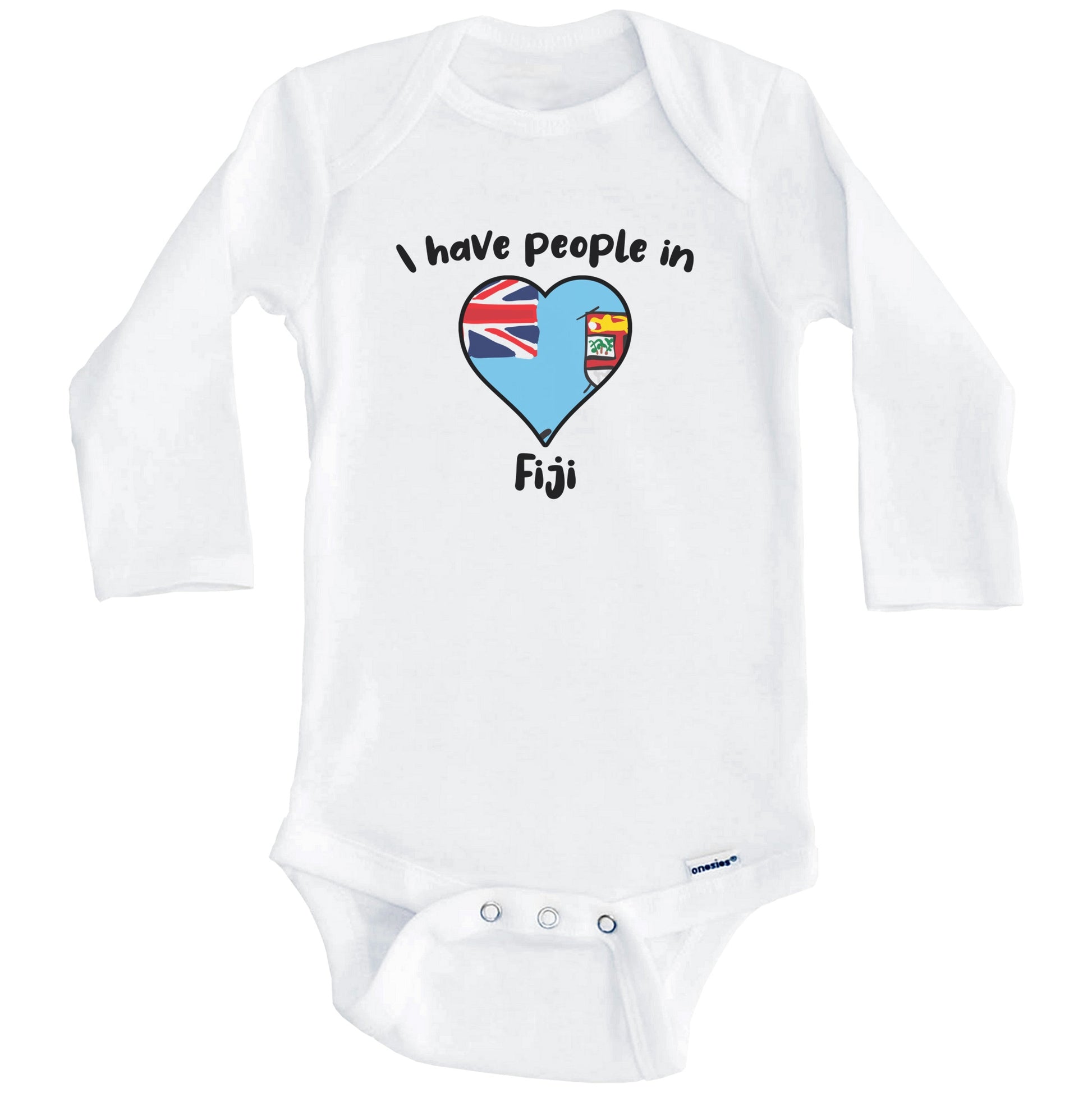 Fijian Flag Heart I Have People In Fiji Baby Bodysuit (Long Sleeves)