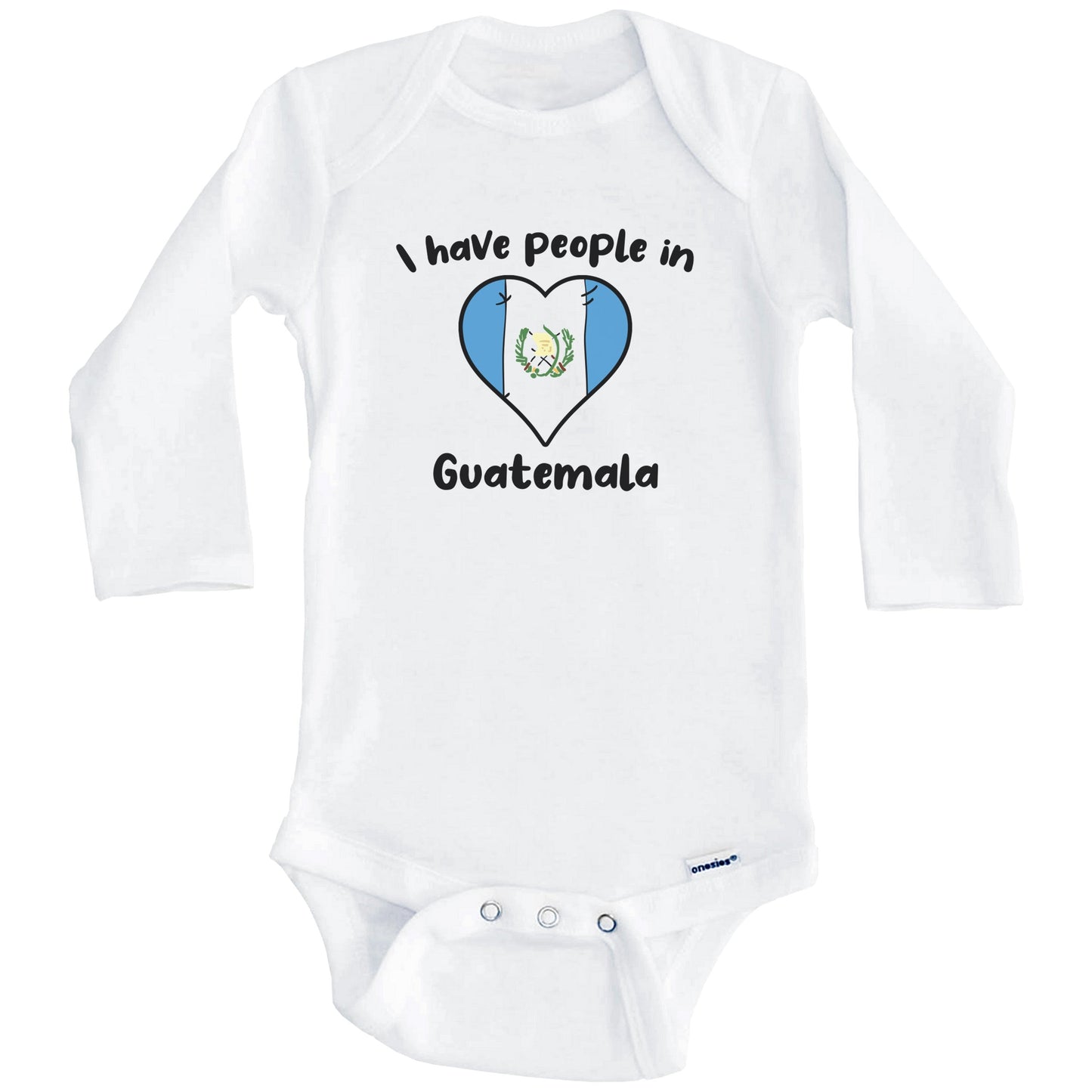 Guatemalan Flag Heart I Have People In Guatemala Baby Bodysuit (Long Sleeves)
