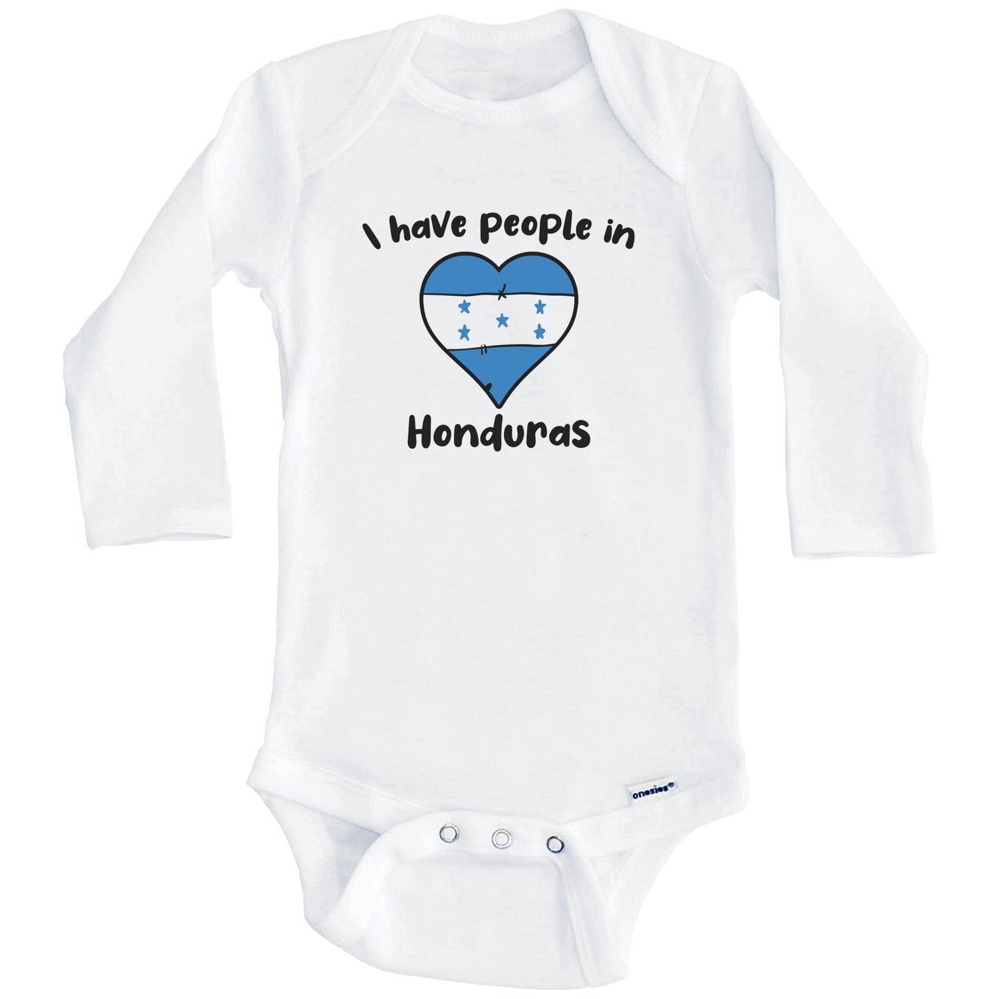 Honduran Flag Heart I Have People In Honduras Baby Bodysuit (Long Sleeves)