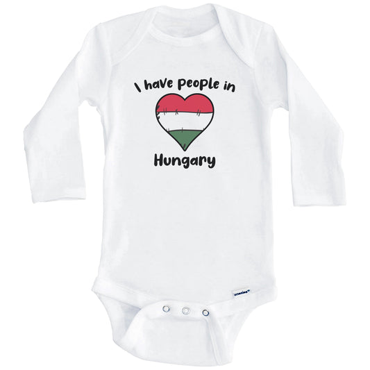 Hungarian Flag Heart I Have People In Hungary Baby Bodysuit (Long Sleeves)