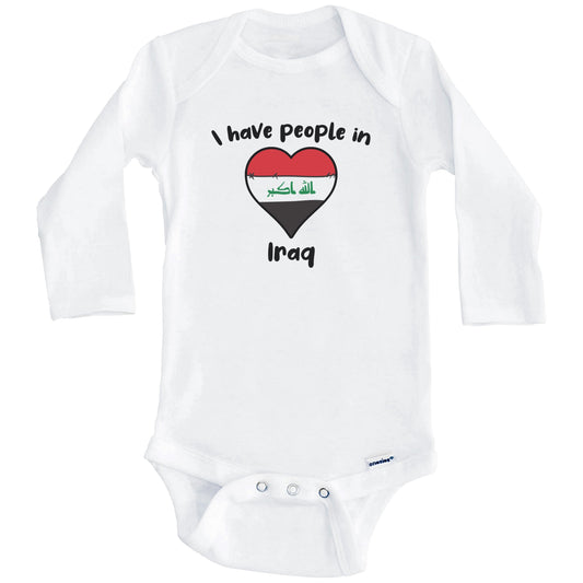 Iraqi Flag Heart I Have People In Iraq Baby Bodysuit (Long Sleeves)
