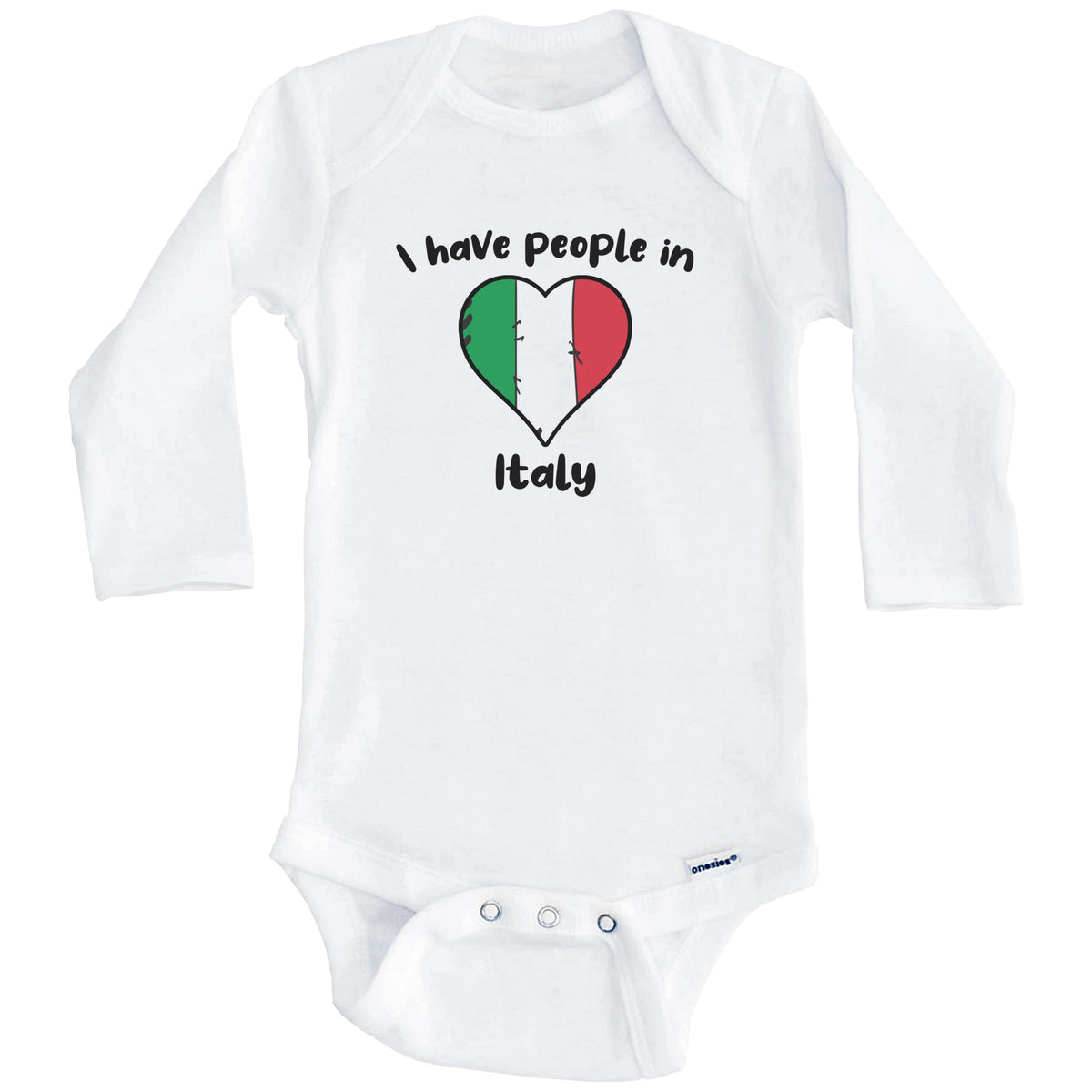 Italian Flag Heart I Have People In Italy Baby Bodysuit (Long Sleeves)
