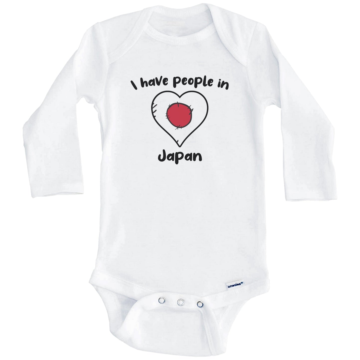 Japanese Flag Heart I Have People In Japan Baby Bodysuit (Long Sleeves)