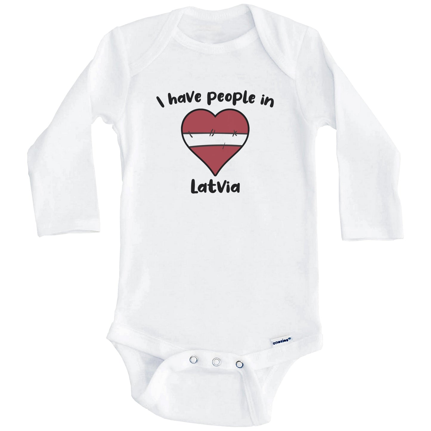 Latvian Flag Heart I Have People In Latvia Baby Bodysuit (Long Sleeves)