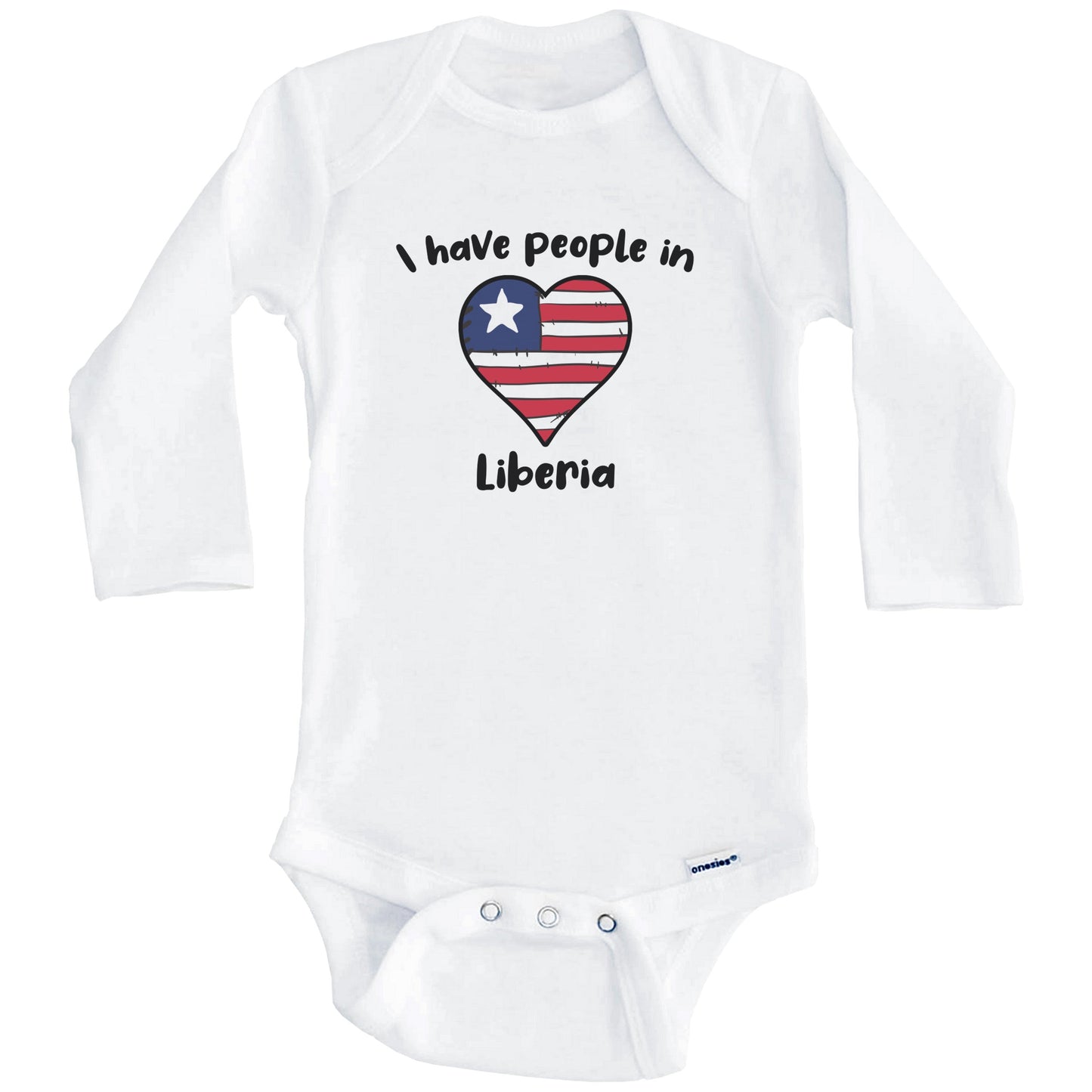 Liberian Flag Heart I Have People In Liberia Baby Bodysuit (Long Sleeves)