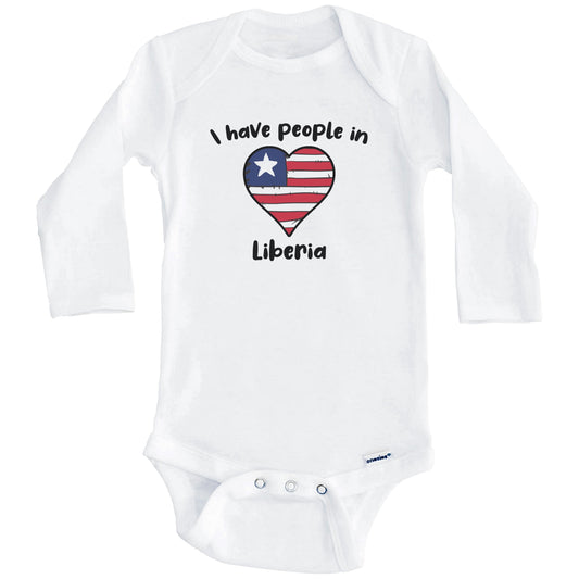 Liberian Flag Heart I Have People In Liberia Baby Bodysuit (Long Sleeves)