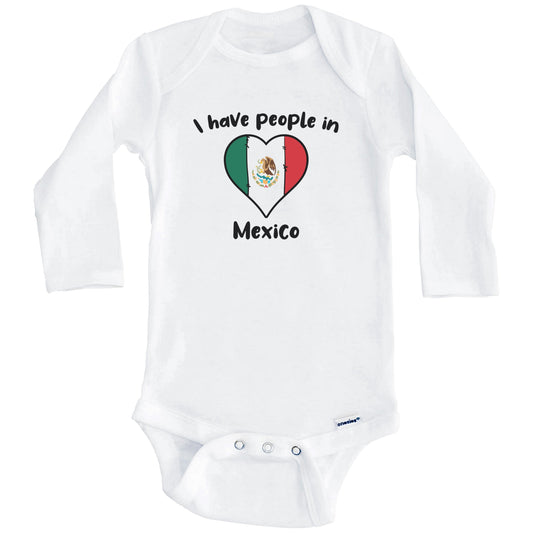 Mexican Flag Heart I Have People In Mexico Baby Bodysuit (Long Sleeves)