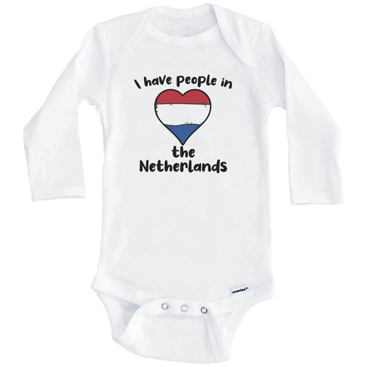 Dutch Flag Heart I Have People In the Netherlands Baby Bodysuit (Long Sleeves)