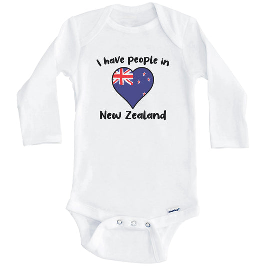 Kiwi Flag Heart I Have People In New Zealand Baby Bodysuit (Long Sleeves)