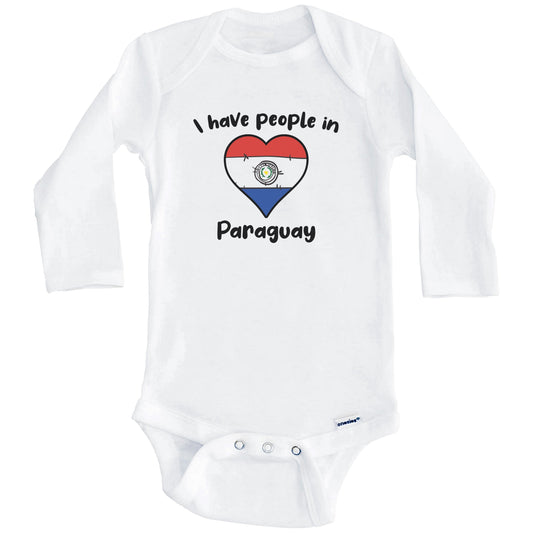 Paraguayan Flag Heart I Have People In Paraguay Baby Bodysuit (Long Sleeves)