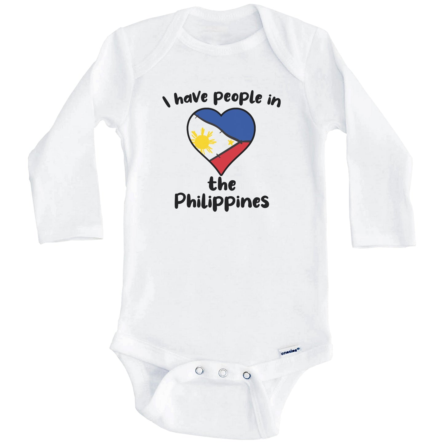 Filipino Flag Heart I Have People In the Philippines Baby Bodysuit (Long Sleeves)