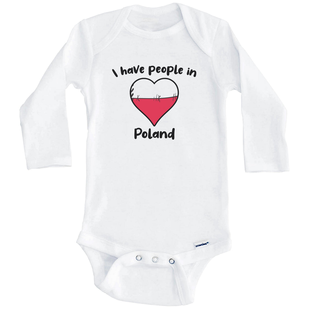 Polish Flag Heart I Have People In Poland Baby Bodysuit (Long Sleeves)