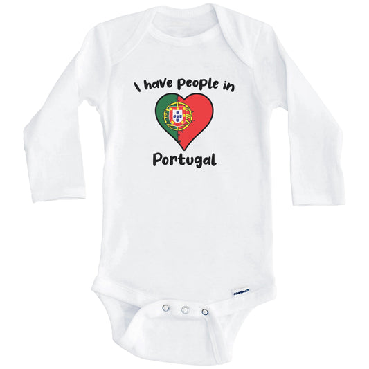 Portuguese Flag Heart I Have People In Portugal Baby Bodysuit (Long Sleeves)