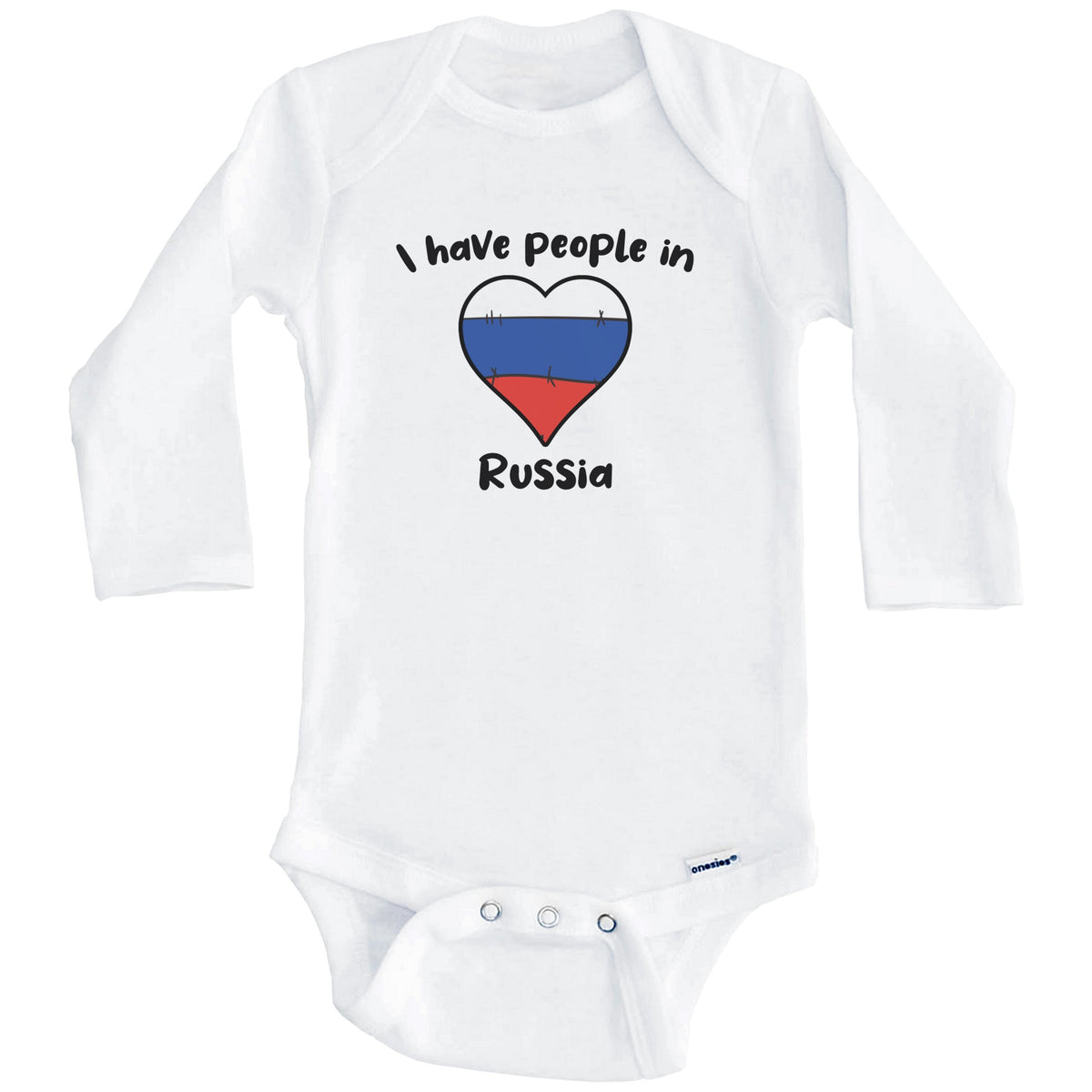 Russian Flag Heart I Have People In Russia Baby Bodysuit (Long Sleeves)