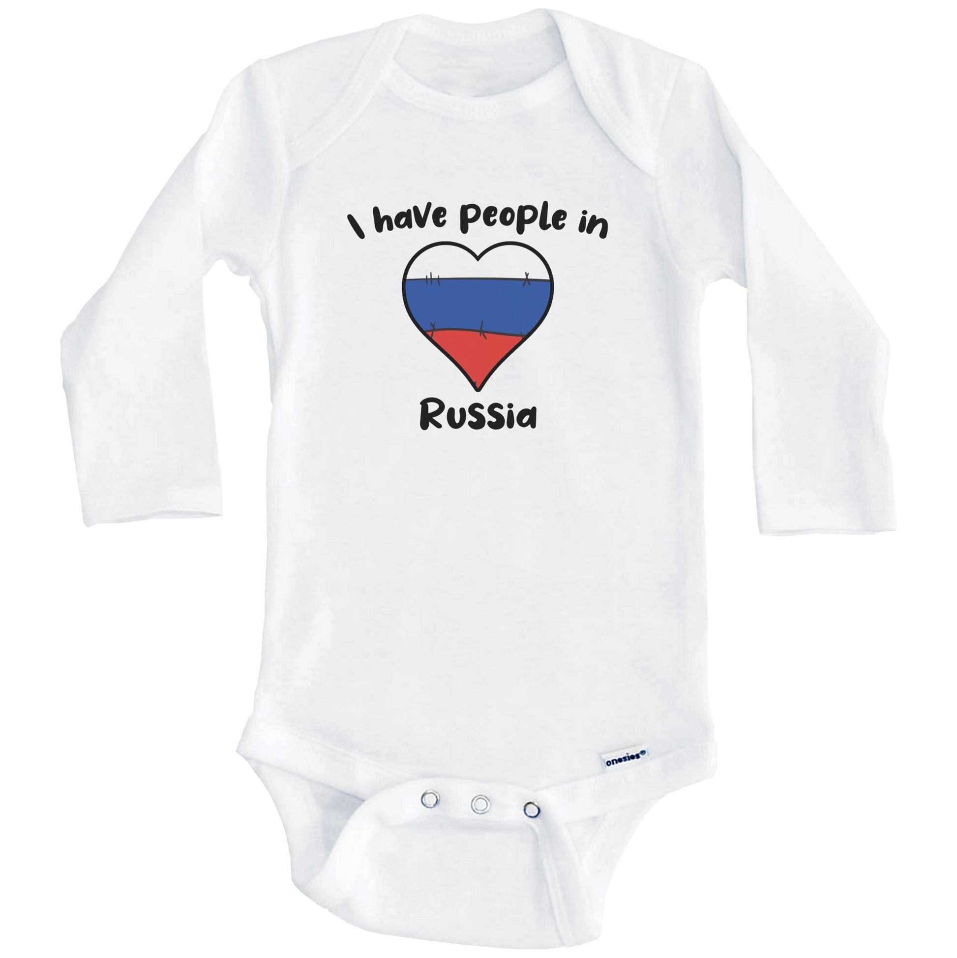 Russian Flag Heart I Have People In Russia Baby Bodysuit (Long Sleeves)