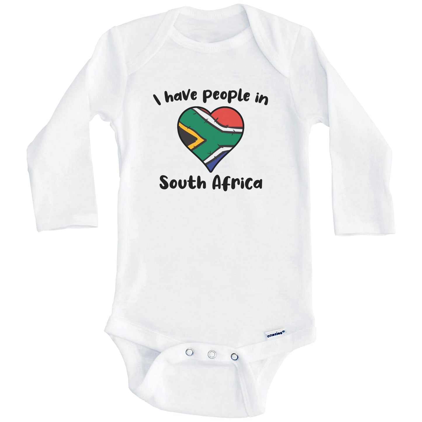 South African Flag Heart I Have People In South Africa Baby Bodysuit (Long Sleeves)