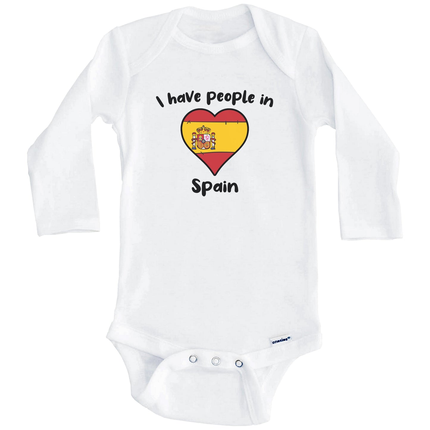 Spanish Flag Heart I Have People In Spain Baby Bodysuit (Long Sleeves)