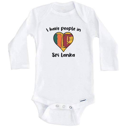 Sri Lankan Flag Heart I Have People In Sri Lanka Baby Bodysuit (Long Sleeves)