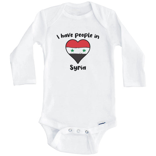 Syrian Flag Heart I Have People In Syria Baby Bodysuit (Long Sleeves)
