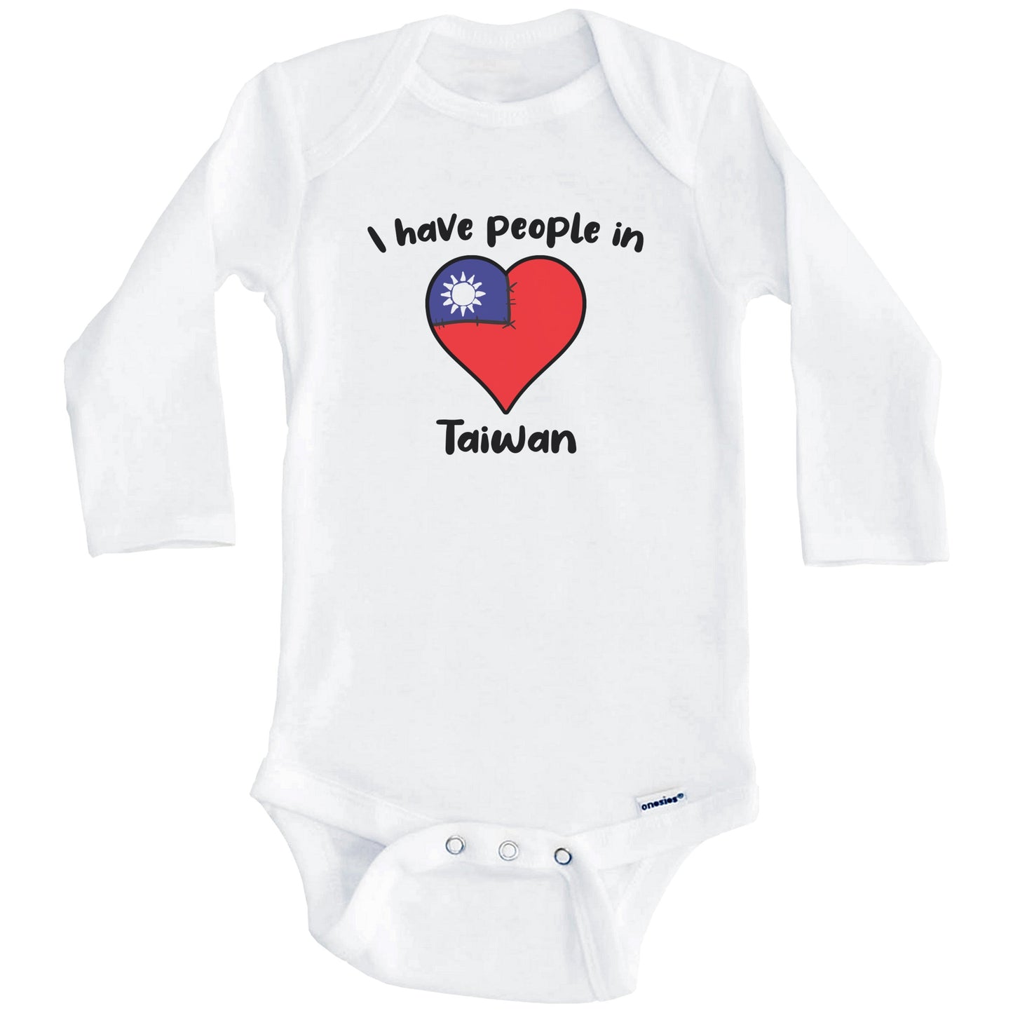 Taiwanese Flag Heart I Have People In Taiwan Baby Bodysuit (Long Sleeves)