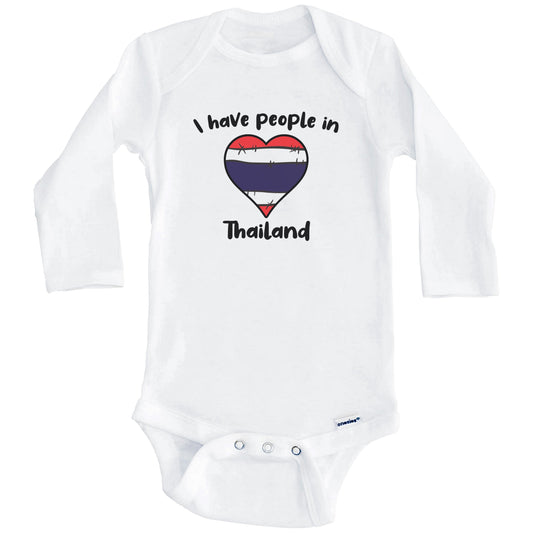 Thai Flag Heart I Have People In Thailand Baby Bodysuit (Long Sleeves)