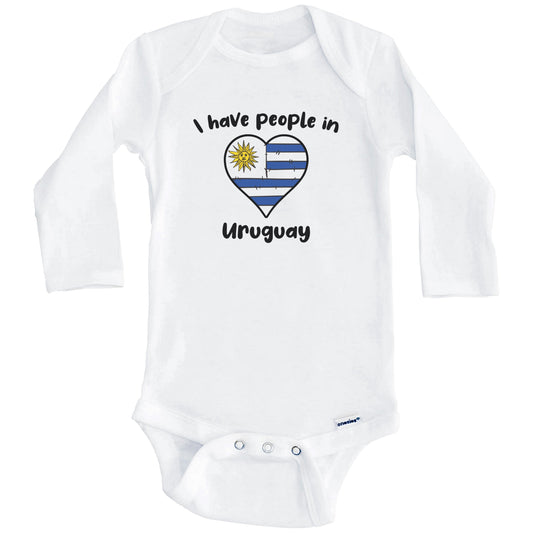 Uruguayan Flag Heart I Have People In Uruguay Baby Bodysuit (Long Sleeves)