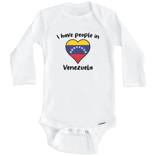 Venezuelan Flag Heart I Have People In Venezuela Baby Bodysuit (Long Sleeves)